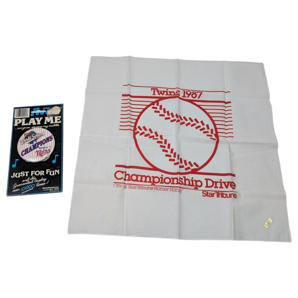 Minnesota Twins 1987 World Series Champs Button & Hanky Collector Set